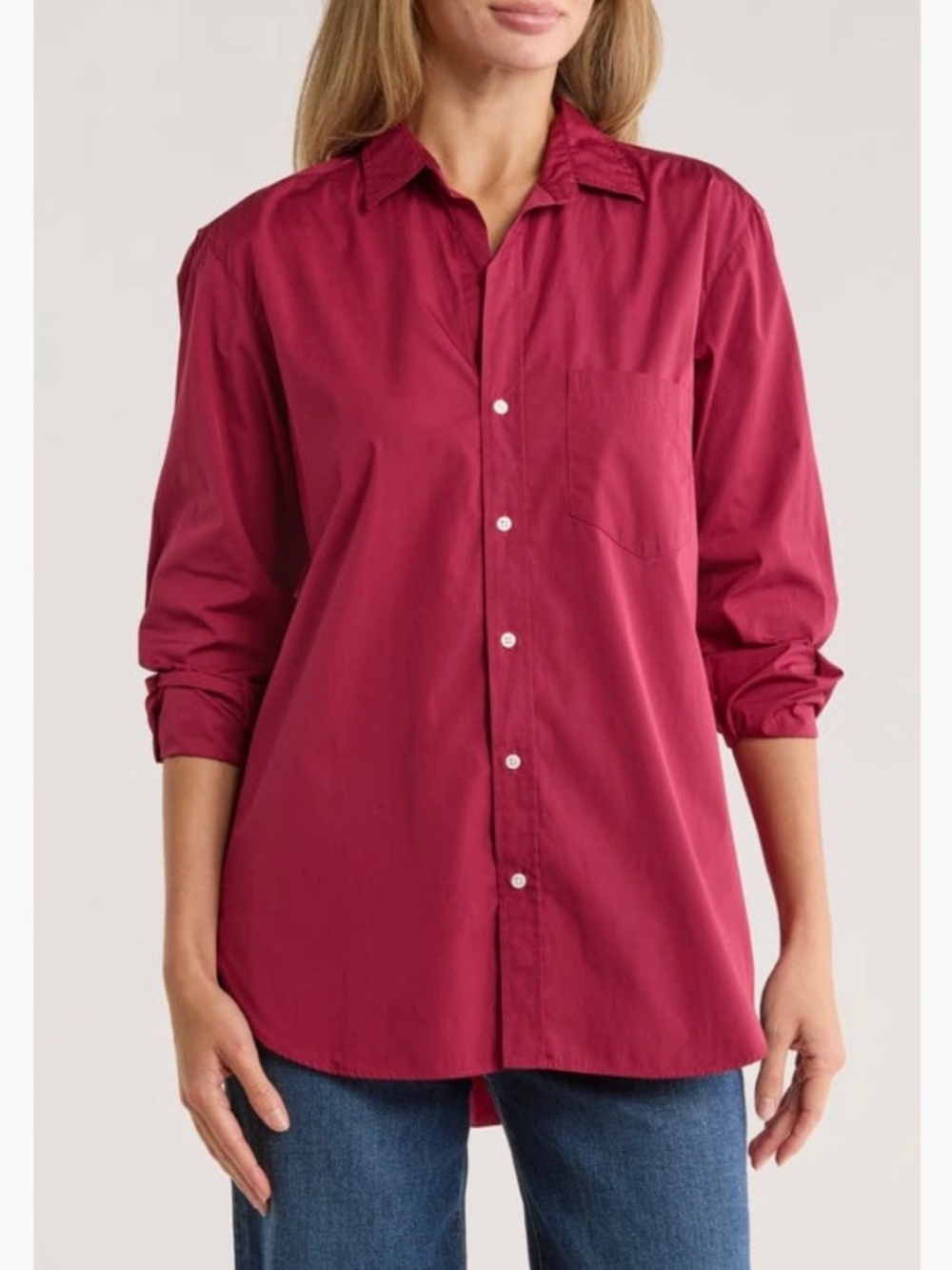 Frank & Eileen Boyfriend Button Up Shirt Red SZ M